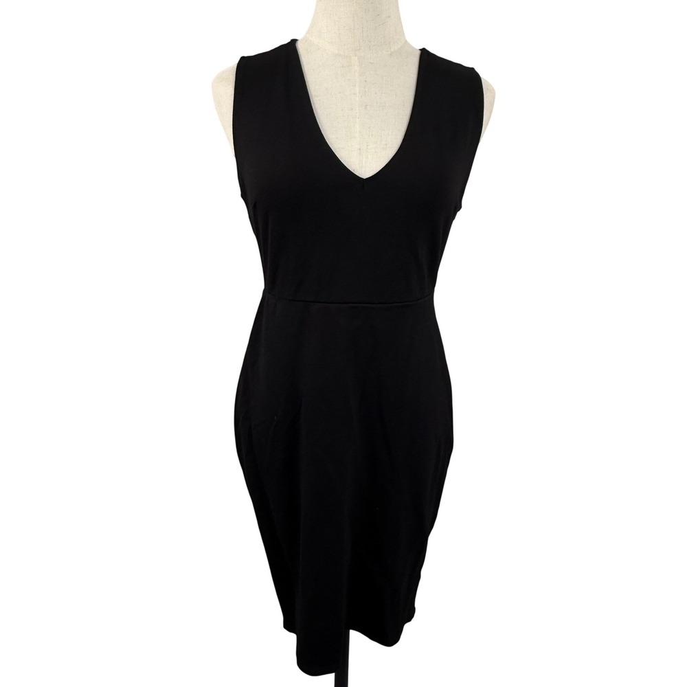 Lulus L Taste of Love Black V Neck Cutout Back Midi Dress DD2698 Bodycon Formal